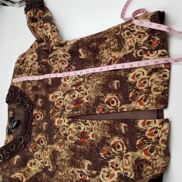 Frenzy by Theresa Renz women's medium open blazer lightweight brown accents - Picture 9 of 11